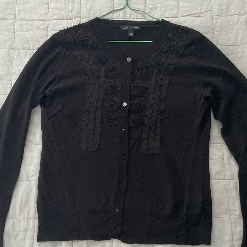 Banana Republic Black Cardigan with Textured Accents